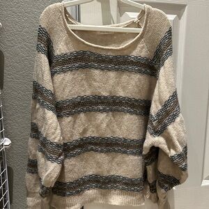Shop Stevie Beige and Gray Striped Sweater